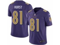 Men's Nike Baltimore Ravens #81 Hayden Hurst Limited Purple Rush Vapor Untouchable NFL Jersey