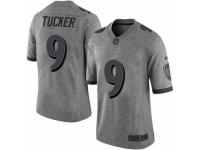 Men's Nike Baltimore Ravens #9 Justin Tucker Limited Gray Gridiron NFL Jersey