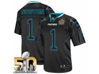 Men's Nike Carolina Panthers #1 Cam Newton Elite Lights Out Black Super Bowl L NFL Jersey