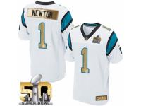 Men's Nike Carolina Panthers #1 Cam Newton Elite White Super Bowl 50 Collection NFL Jersey