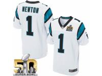 Men's Nike Carolina Panthers #1 Cam Newton Elite White Super Bowl L NFL Jersey