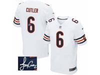Men's Nike Chicago Bears #6 Jay Cutler White Elite Autographed NFL Jersey