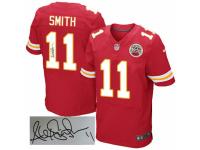 Men's Nike Kansas City Chiefs #11 Alex Smith Elite Red Team Color Autographed NFL Jersey