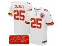 Men's Nike Kansas City Chiefs #25 Jamaal Charles Elite White Autographed NFL Jersey