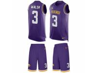 Men's Nike Minnesota Vikings #3 Blair Walsh Purple Tank Top Suit NFL Jersey