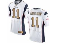 Men's Nike New England Patriots #11 Julian Edelman Elite White Gold NFL Jersey