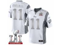 Men's Nike New England Patriots #11 Julian Edelman Limited White Platinum Super Bowl LI 51 NFL Jersey