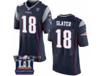 Men's Nike New England Patriots #18 Matthew Slater Elite Navy Blue Team Color Super Bowl LI Champions NFL Jersey