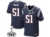 Men's Nike New England Patriots #51 Jerod Mayo Elite Navy Blue Team Color Super Bowl XLIX NFL Jersey