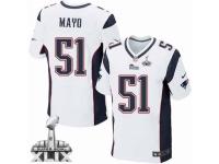 Men's Nike New England Patriots #51 Jerod Mayo Elite White Super Bowl XLIX NFL Jersey