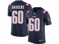 Men's Nike New England Patriots #60 David Andrews Limited Navy Blue Rush NFL Jersey