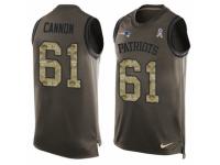 Men's Nike New England Patriots #61 Marcus Cannon Green Salute to Service Tank Top NFL Jersey