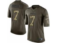 Men's Nike New England Patriots #7 Jacoby Brissett Limited Green Salute to Service NFL Jersey