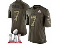 Men's Nike New England Patriots #7 Jacoby Brissett Limited Green Salute to Service Super Bowl LI 51 NFL Jersey