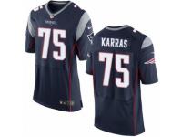 Men's Nike New England Patriots #75 Ted Karras Elite Navy Blue Team Color NFL Jersey