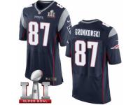 Men's Nike New England Patriots #87 Rob Gronkowski Elite Navy Blue Team Color Super Bowl LI 51 NFL Jersey