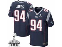Men's Nike New England Patriots #94 Chris Jones Elite Navy Blue Team Color Super Bowl XLIX NFL Jersey