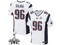 Men's Nike New England Patriots #96 Sealver Siliga Elite White Super Bowl XLIX NFL Jersey