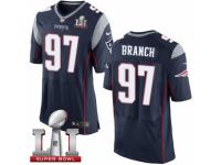 Men's Nike New England Patriots #97 Alan Branch Elite Navy Blue Team Color Super Bowl LI 51 NFL Jersey