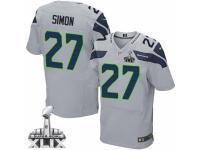 Men's Nike Seattle Seahawks #27 Tharold Simon Elite Grey Alternate Super Bowl XLIX NFL Jersey
