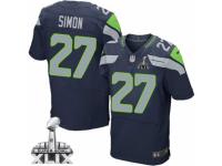 Men's Nike Seattle Seahawks #27 Tharold Simon Elite Steel Blue Team Color Super Bowl XLIX NFL Jersey