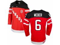 Men's Nike Team Canada #6 Shea Weber Premier Red 100th Anniversary Olympic Hockey Jersey