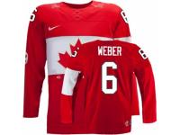 Men's Nike Team Canada #6 Shea Weber Premier Red Away 2014 Olympic Hockey Jersey