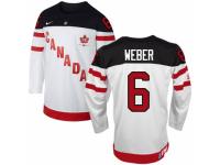 Men's Nike Team Canada #6 Shea Weber Premier White 100th Anniversary Olympic Hockey Jersey