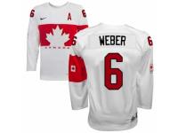 Men's Nike Team Canada #6 Shea Weber Premier White Home 2014 Olympic Hockey Jersey