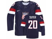 Men's Nike Team USA #20 Ryan Suter Premier Navy Blue Away 2014 Olympic Hockey Jersey