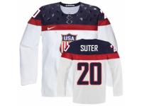 Men's Nike Team USA #20 Ryan Suter Premier White Home 2014 Olympic Hockey Jersey