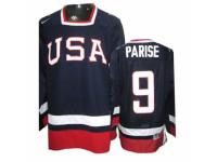 Men's Nike Team USA #9 Zach Parise Premier Navy Blue 2010 Olympic Hockey Jersey