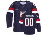 Men's Nike Team USA Customized Authentic Navy Blue Away 2014 Olympic Hockey Jersey