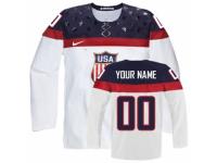 Men's Nike Team USA Customized Authentic White Home 2014 Olympic Hockey Jersey