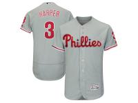 Men's Philadelphia Phillies Bryce Harper Majestic Gray Road Flexbase Authentic Collection Player Jersey