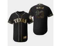 Men's Rangers 2019 Black Golden Edition Mike Minor Flex Base Stitched Jersey