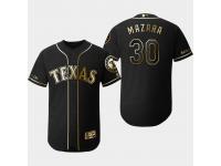 Men's Rangers 2019 Black Golden Edition Nomar Mazara Flex Base Stitched Jersey