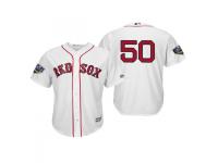 Men's Red Sox 2018 World Series Majestic White Mookie Betts Cool Base Player Number Jersey