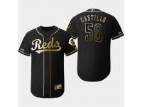 Men's Reds 2019 Black Golden Edition Luis Castillo Flex Base Stitched Jersey