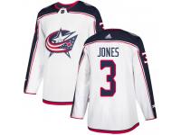 Men's Reebok Columbus Blue Jackets #3 Seth Jones White Away Authentic NHL Jersey