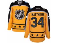 Men's Reebok Toronto Maple Leafs #34 Auston Matthews Yellow Atlantic Division 2017 All-Star NHL Jersey