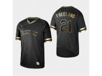 Men's Rockies 2019 Black Golden Edition Kyle Freeland V-Neck Stitched Jersey