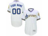 Men's Seattle Mariners Majestic Customized White Flex Base Authentic Collection Throwback Jersey