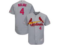 Men's St. Louis Cardinals Yadier Molina Majestic Gray Road Authentic Collection Flex Base Player Jersey