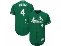 Men's St. Louis Cardinals Yadier Molina Majestic Green St. Patrick's Day Flex Base Authentic Collection Celtic Player Jersey
