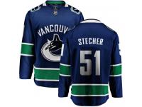 Men's Vancouver Canucks #51 Troy Stecher Blue Home Breakaway NHL Jersey