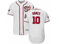 Men's Washington Nationals #10 Yan Gomes White Home Flex Base Collection 2019 World Series Champions Baseball Jersey