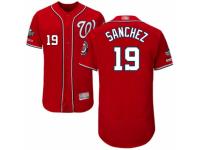 Men's Washington Nationals #19 Anibal Sanchez Red Alternate Flex Base Collection 2019 World Series Champions Baseball Jersey