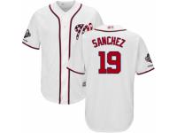 Men's Washington Nationals #19 Anibal Sanchez White Home Cool Base 2019 World Series Champions Baseball Jersey