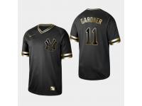 Men's Yankees 2019 Black Golden Edition Brett Gardner V-Neck Stitched Jersey